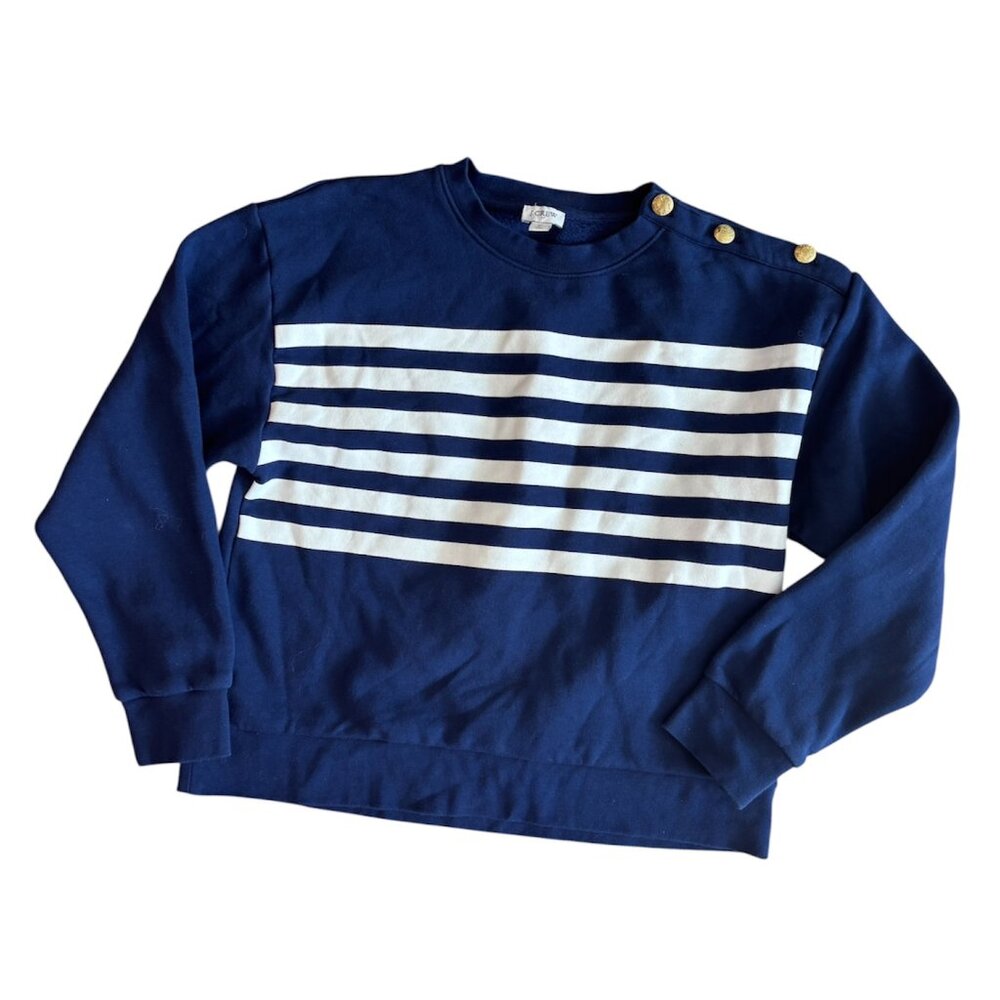 J. Crew Factory, Nautical Coastal, Blue/White Sweatshirt, Size M